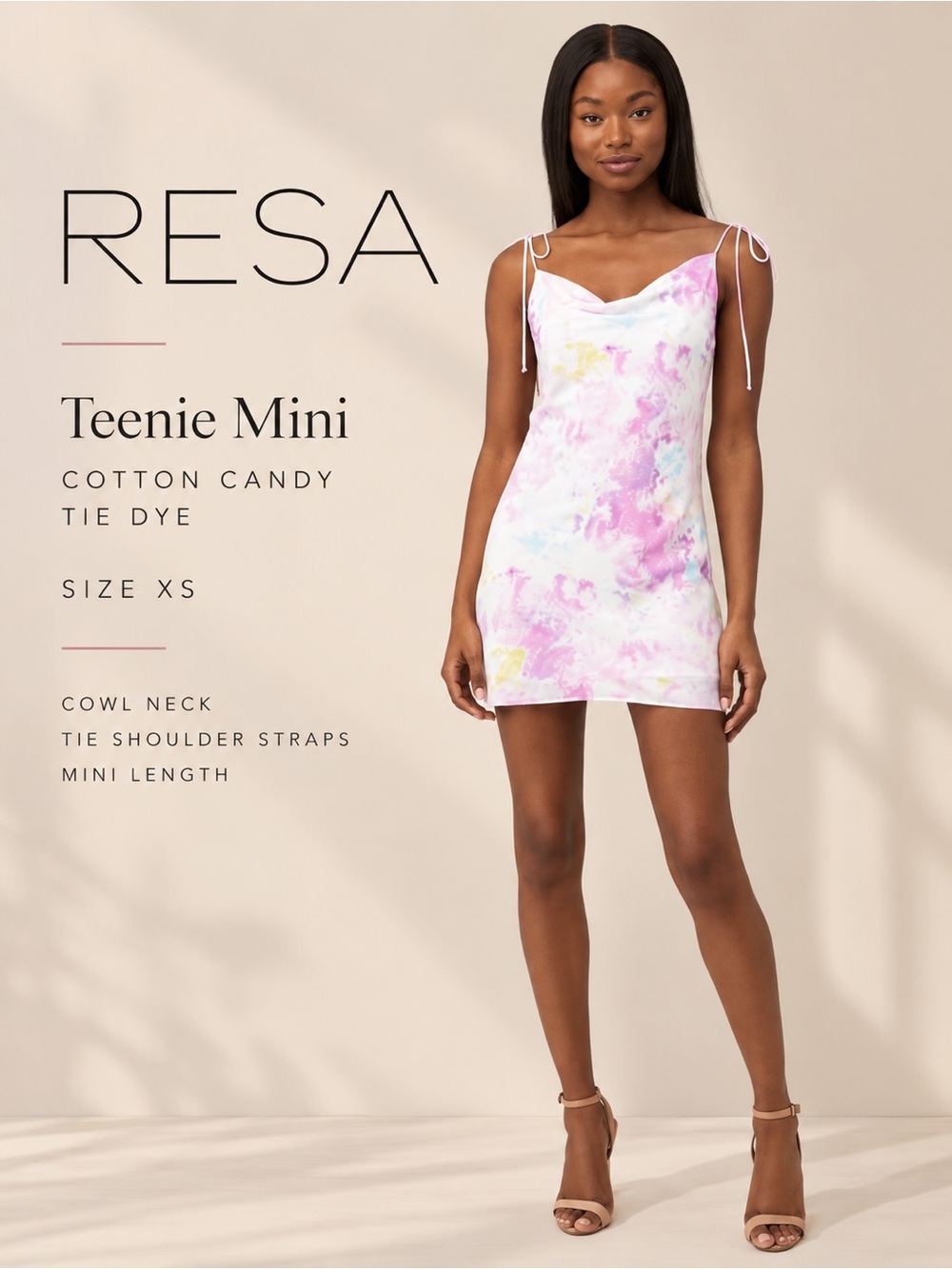 RESA Teenie Mini Dress Cotton Candy Tie Dye XS NWT Revolve
